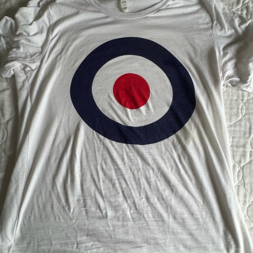 MOD White T-Shirt with Red and Blue Target Design